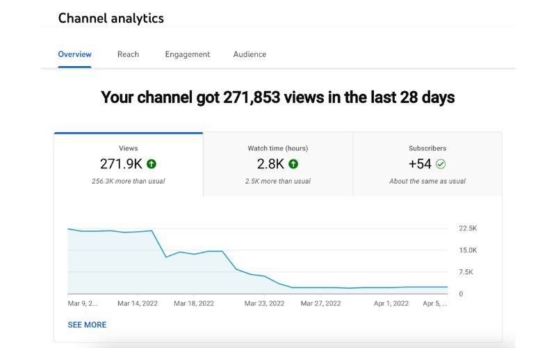 YouTube channel analytics