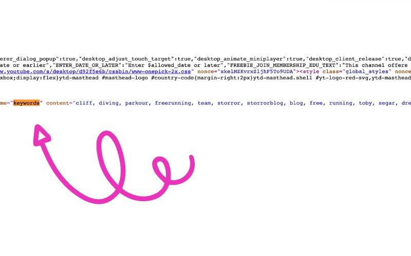 find other creators' Keywords on YouTube HTML