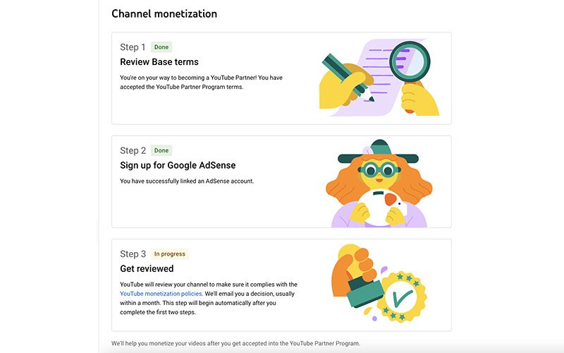 YouTube channel monetization steps 